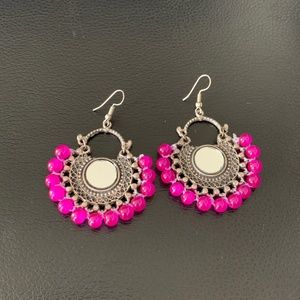 Hot pink mirror earrings